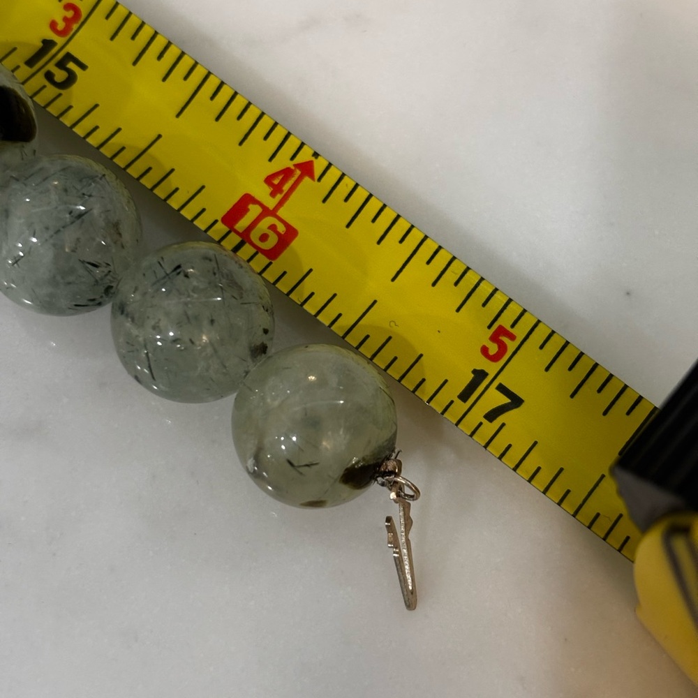 Prehnite Necklace-14MM RD-SS - Picture 7 of 7